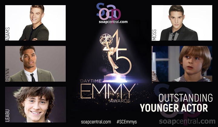 2018 Daytime Emmy Younger Actor nominees: Lucas Adams, Rome Flynn, Tristan Lake Leabu, Casey Moss, and Hudson West