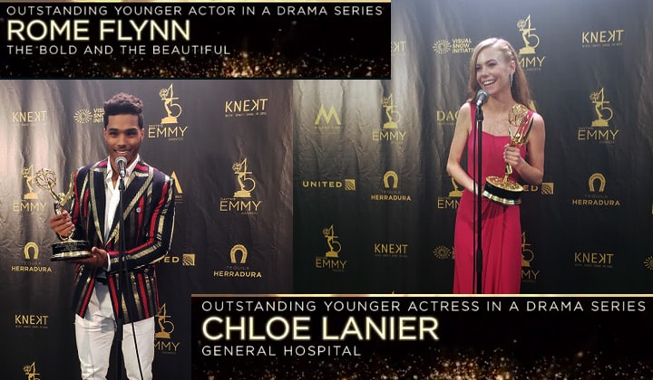 Rome Flynn and Chloe Lanier win Outstanding Younger Actor and Actress at the 2018 Daytime Emmys
