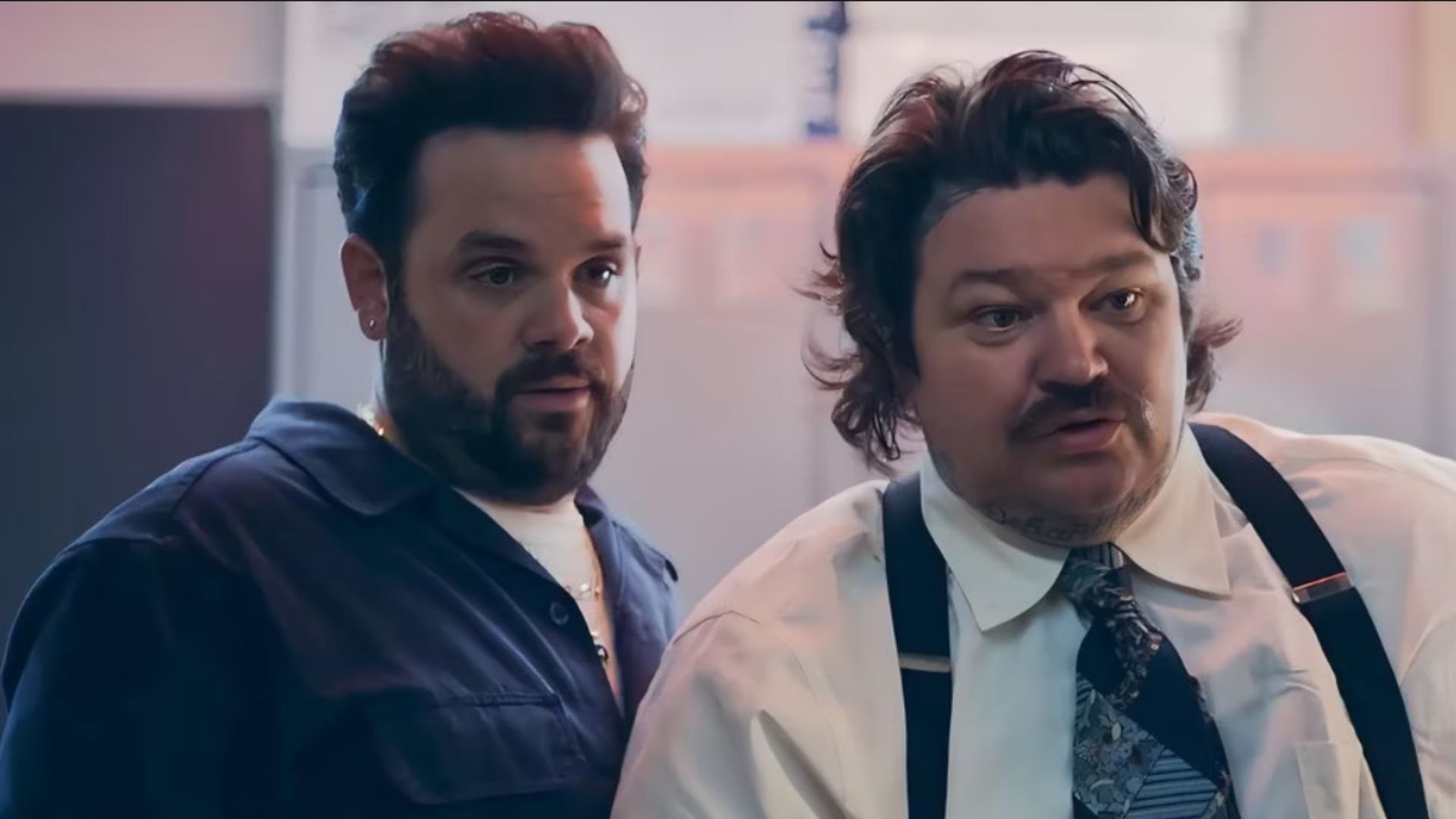 Matty Matheson and Ricky Staffieri as Neil and Theodore Fak, respectively, in The Bear: Image Source: Hulu