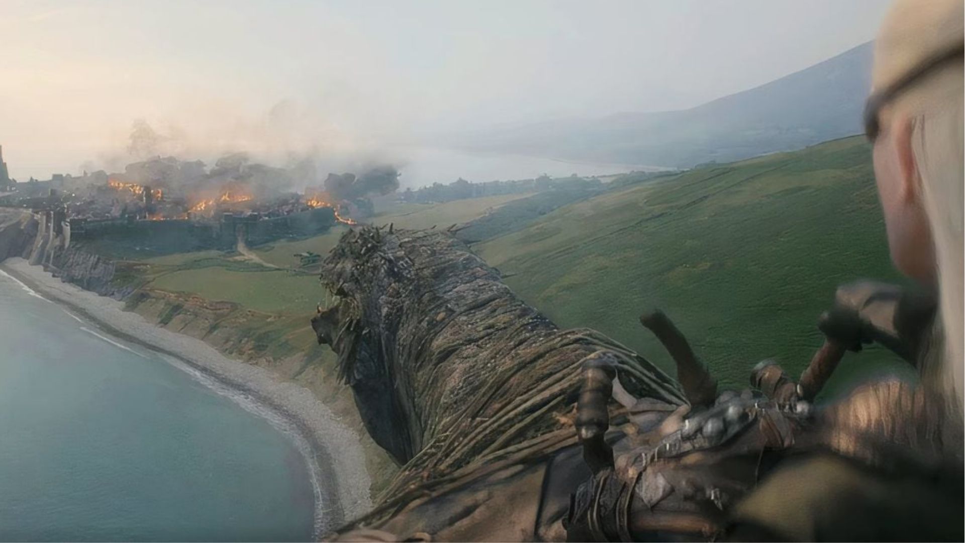 Aemond and Vhagar burned down Sharp Point (Image Source: HBO)