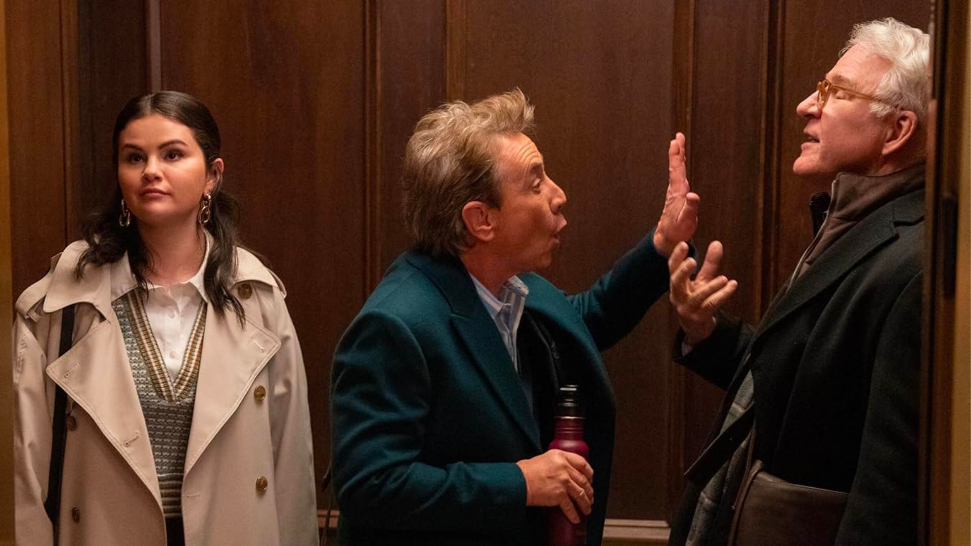 Steve Martin, Martin Short, and Selena Gomez in Only Murders in the Building (Image via Hulu)