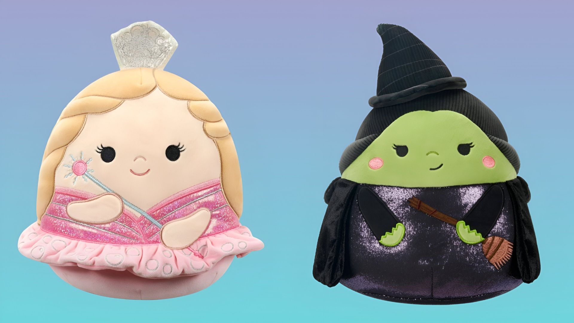 Squishmallows launched Elphaba and Glinda plushies from the Wicked movie (Image via Squishmallows / Walmart)