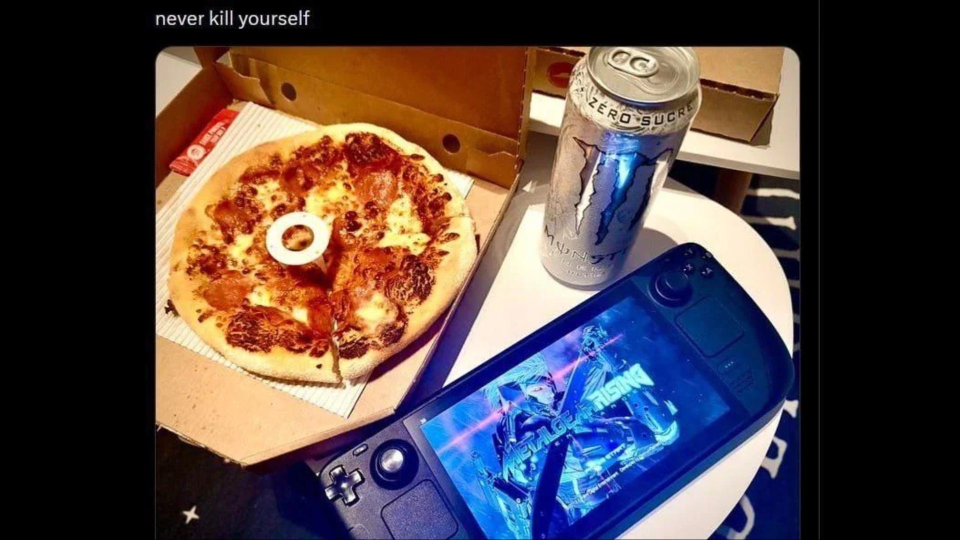 Netizen creates an encouraging meme with pictures of food and games (Image via @stillhavinghope/Reddit)