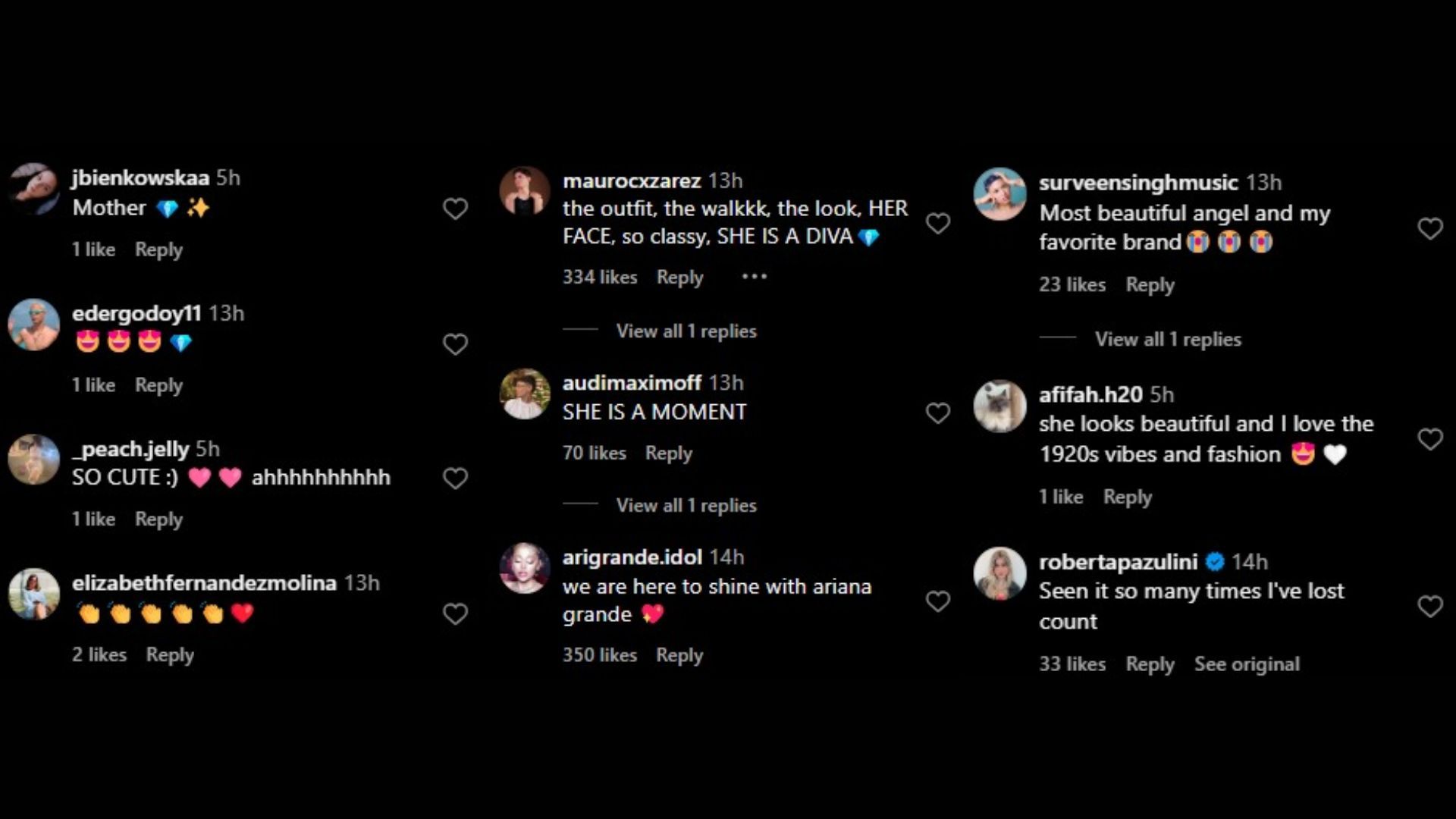 Reactions on the official post of &quot;Party of Dreams&quot;, featuring Ariana Grande. (Image via Instagram/ swarovski and arianagrande)