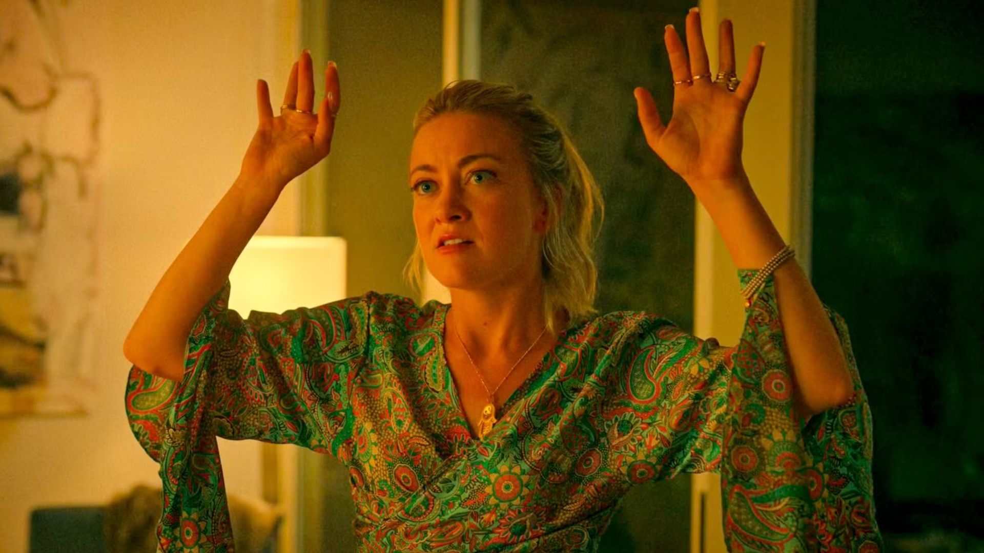 Meredith Hagner as Eve in a still from Bad Monkey | Image Source: Apple TV