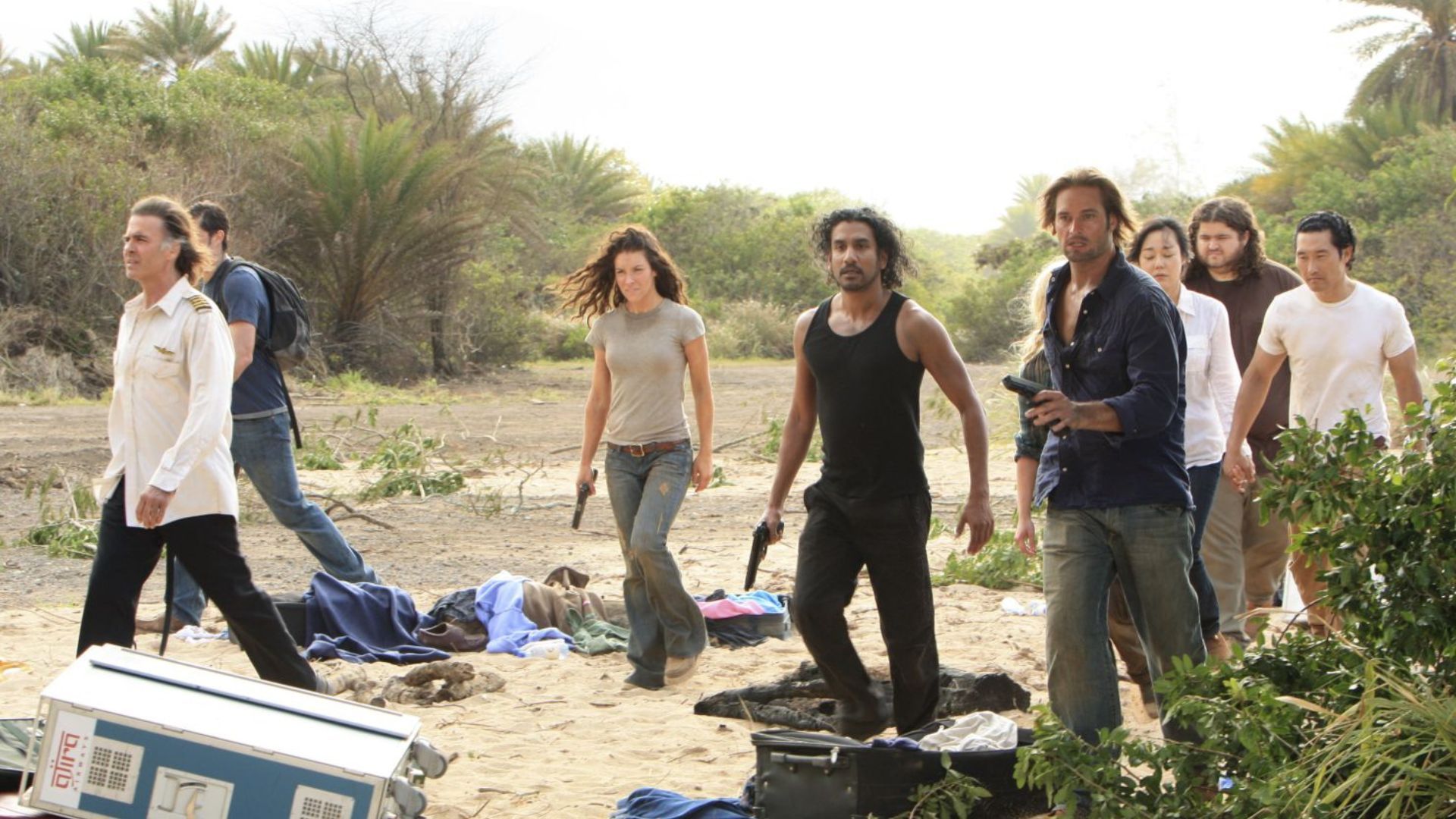 The whole cast of Lost, finding their way out on the deserted Island | Image Source: ABC