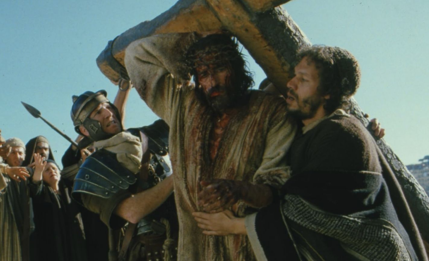 Jim Caviezel and Jarreth J. Merz in The Passion of the Christ (Image via Icon Productions)