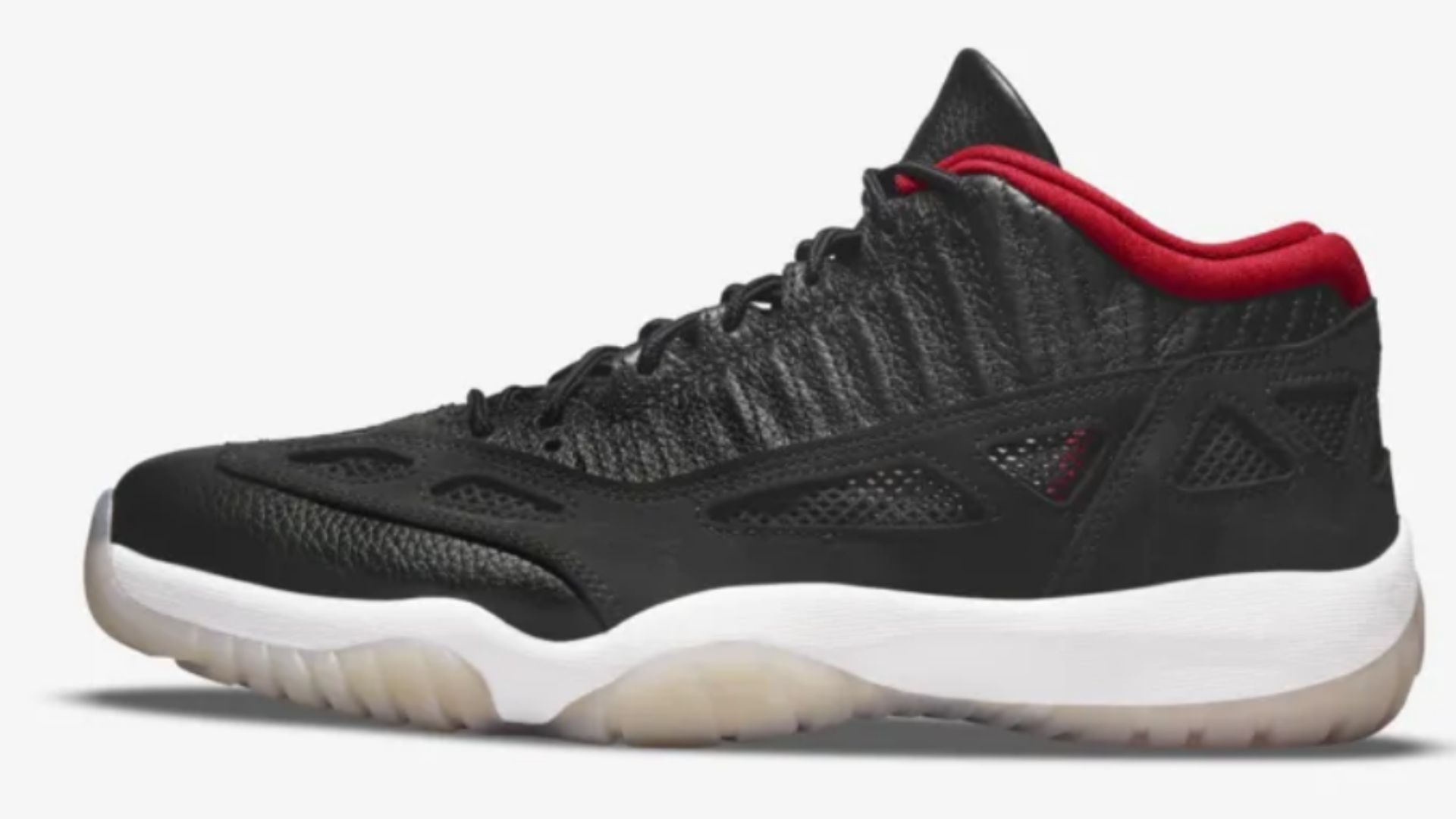 The Air Jordan 11 Low IE &quot;Bred&quot; sneakers colorway (Image via Nike)