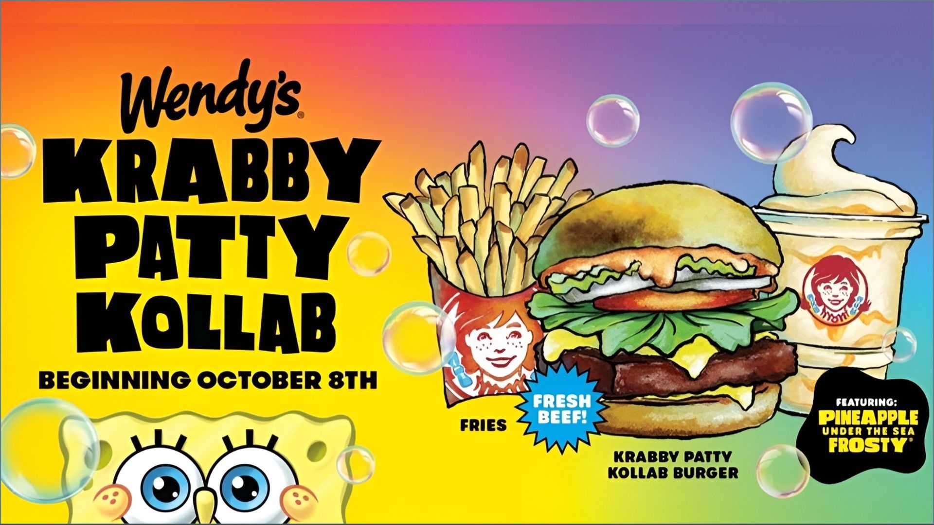 The Spongebob Squarepants Krabby patty meal can be enjoyed starting October 8 (Image via irwendys.com)