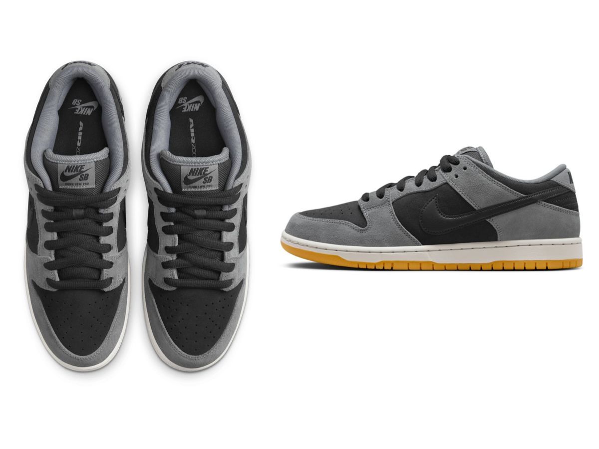 Nike SB Dunk Low Pro &quot;Black and Smoke Grey&quot; sneakers (image via Nike)