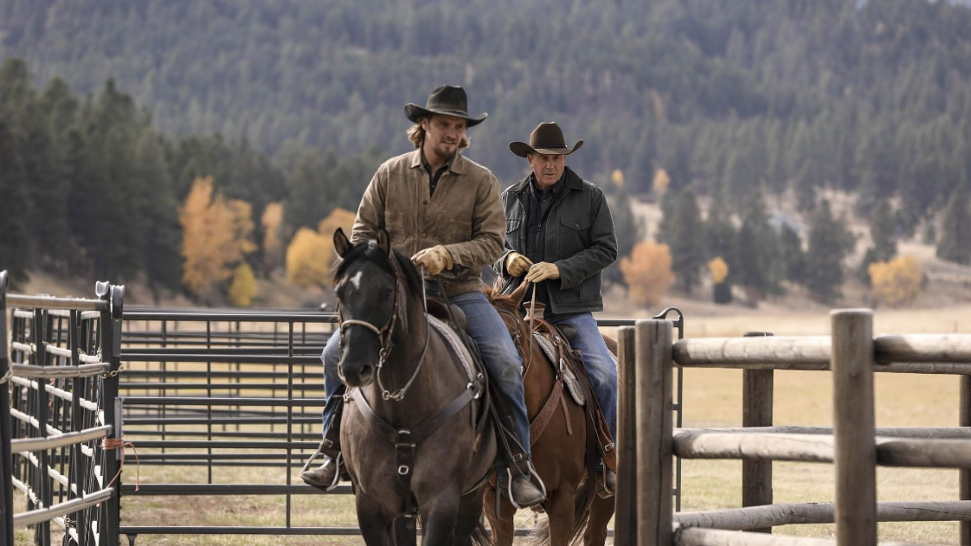 Kevin Costner and Luke Grimes in Yellowstone (Image via Paramount Network)