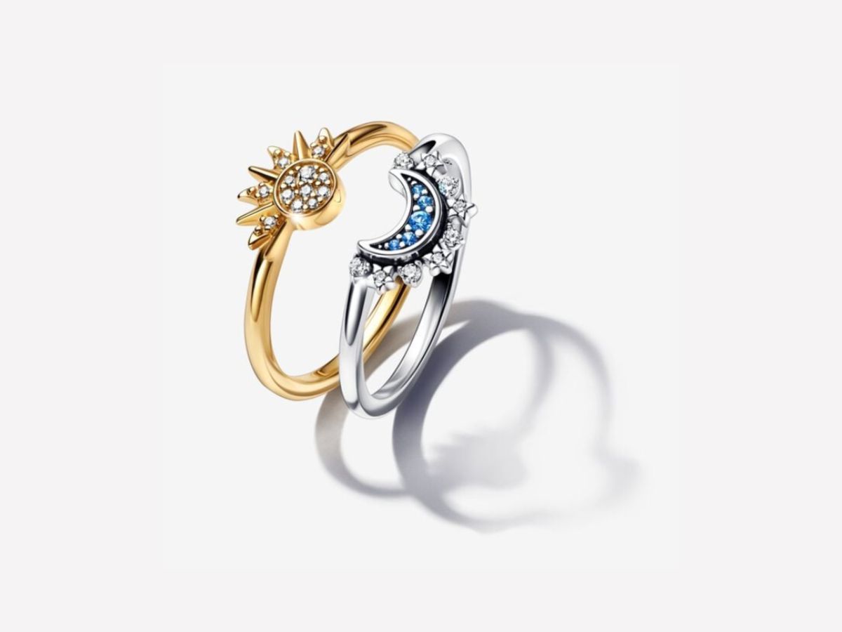 Pandora moon and sun ring set (image via Pandora)