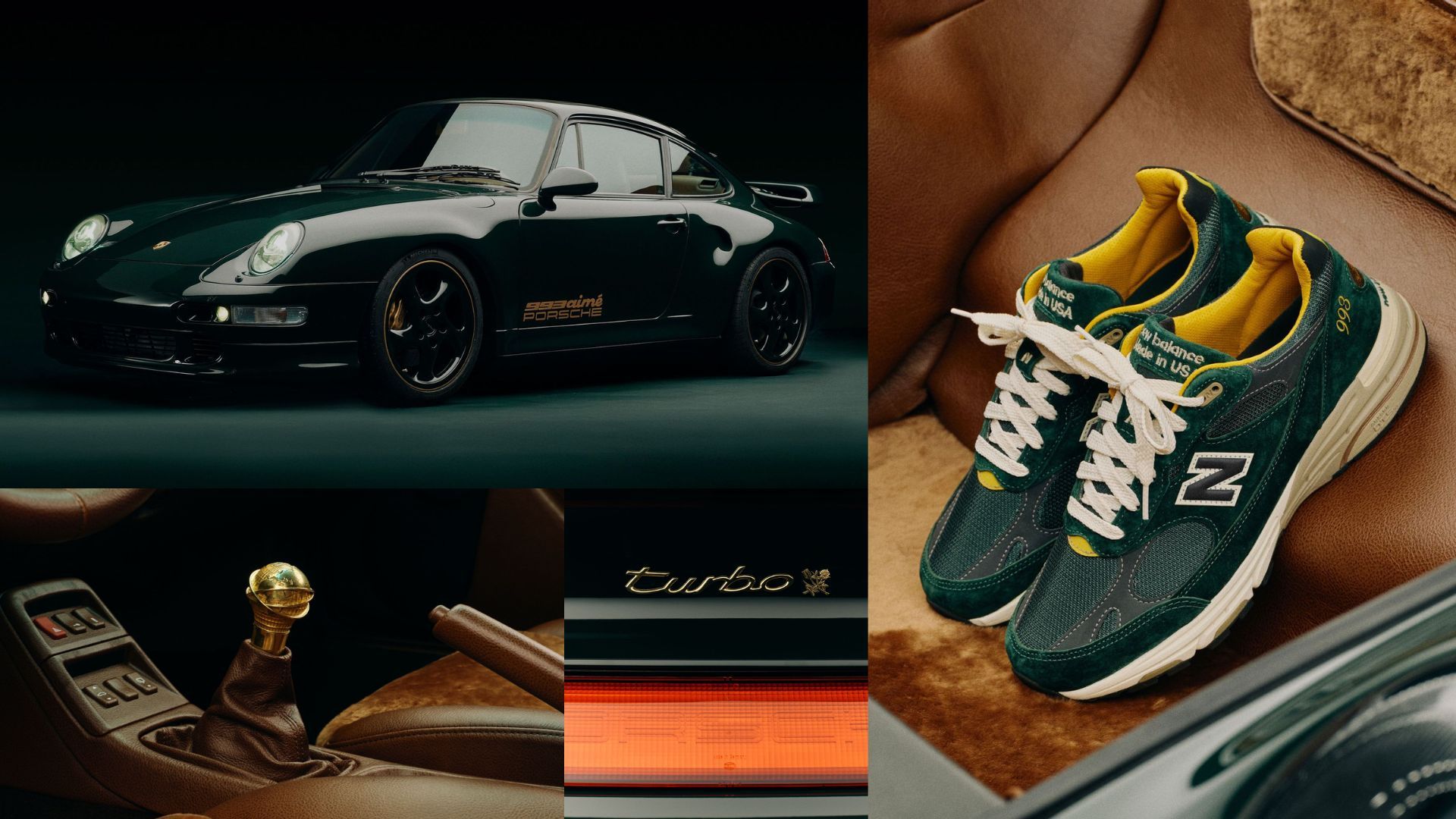 Aime Leon Dore Porsche 993 Turbo and New Balance 993 sneakers (Image via Aime Leon Dore)