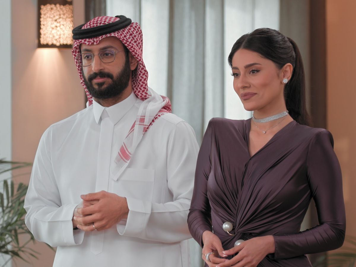 Elham Ali and Khaled Saqr, the hosts of Love Is Blind Habibi/ Image via @Netflix Tudum