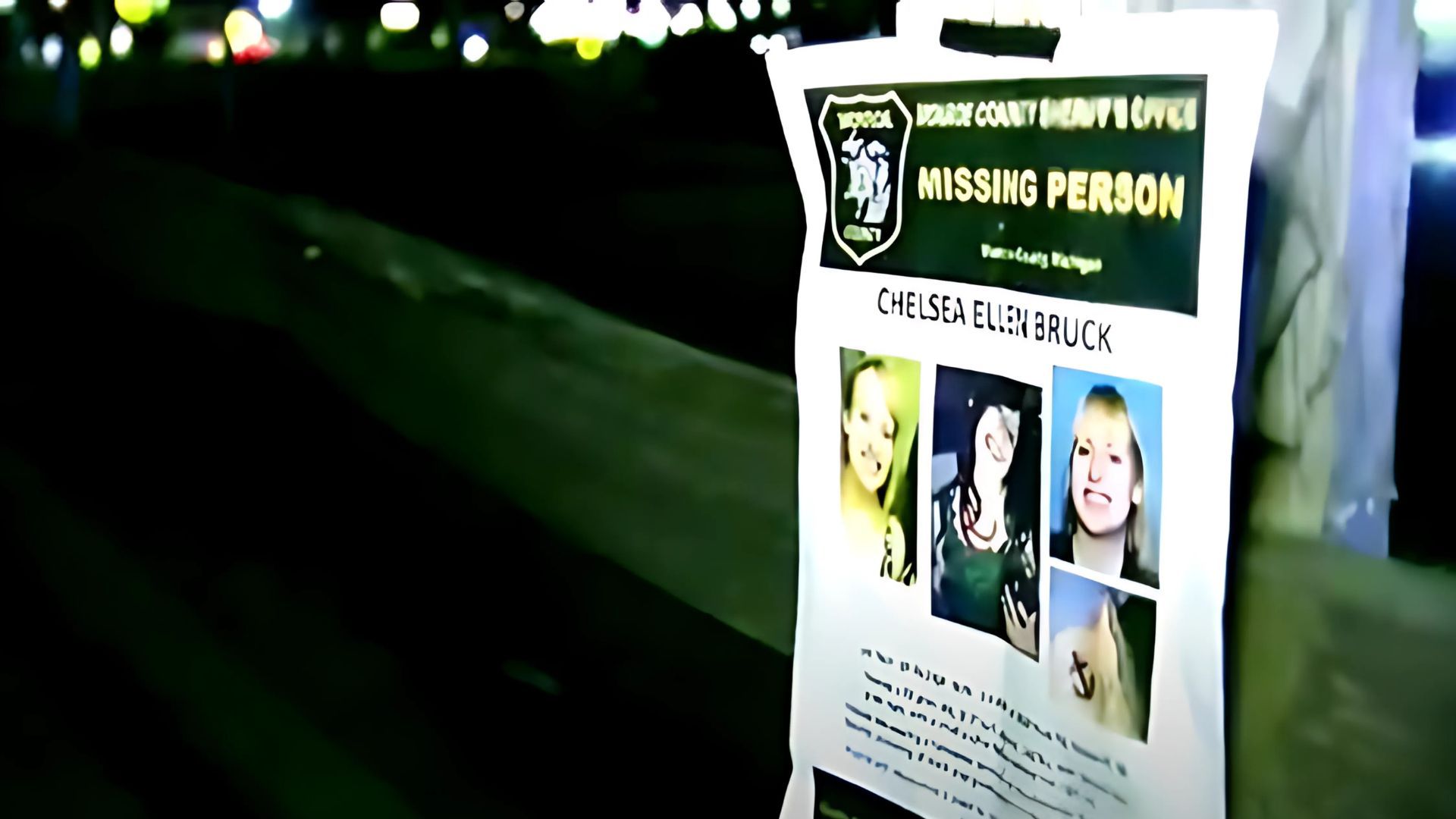 Chelsea Bruck&#039;s missing person&#039;s poster on Dateline episode The Halloween Party | Image source: Dateline NBC on YouTube