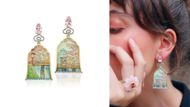 Silvia Furmanovich Japanese Miniature Painting Earrings (Image via Tiny Gods)