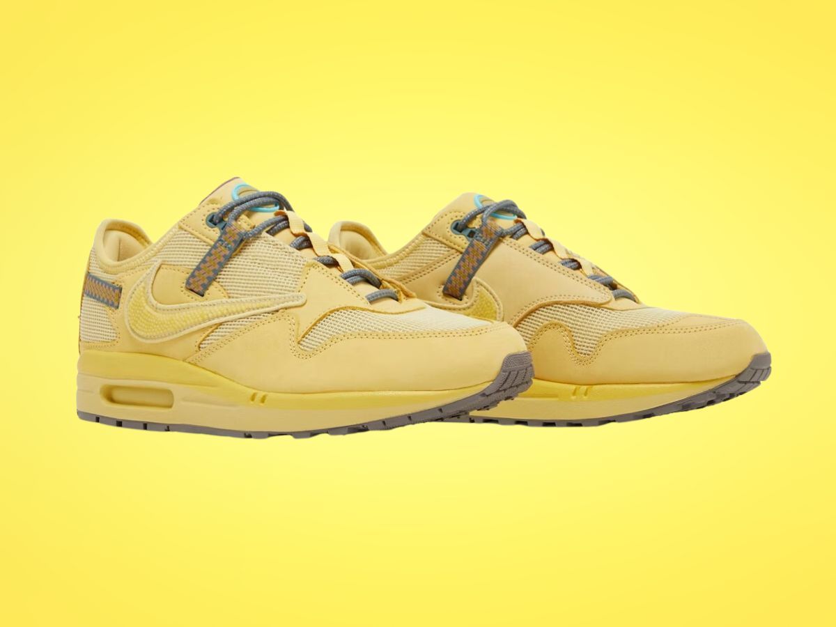 Travis Scott x Nike Air Max 1 &lsquo;Saturn Gold&rsquo; (Image via Novelship)