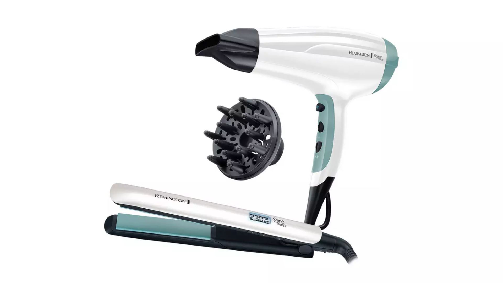 Remington Shine Therapy Hair Straightener &amp; Dryer Gift Set (Image via Argos)