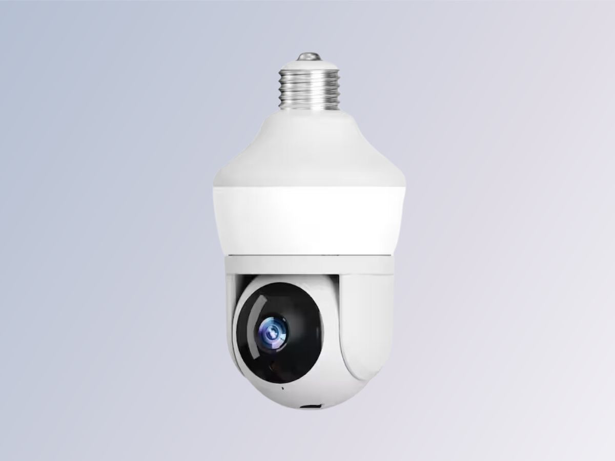 Sight Bulb Motion Detecting 360-Degree Indoor/Outdoor WiFi Home Security Camera with Light (Image via Home Depot)