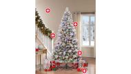 7.5’ Pre-Lit Glitter Flocked Artificial Christmas Tree (Image source: Costco)