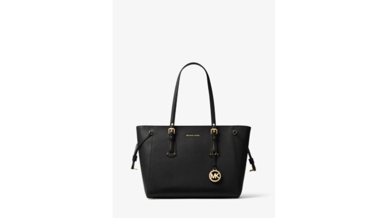 Voyager Medium Crossgrain Leather Tote Bag from Michael Kors