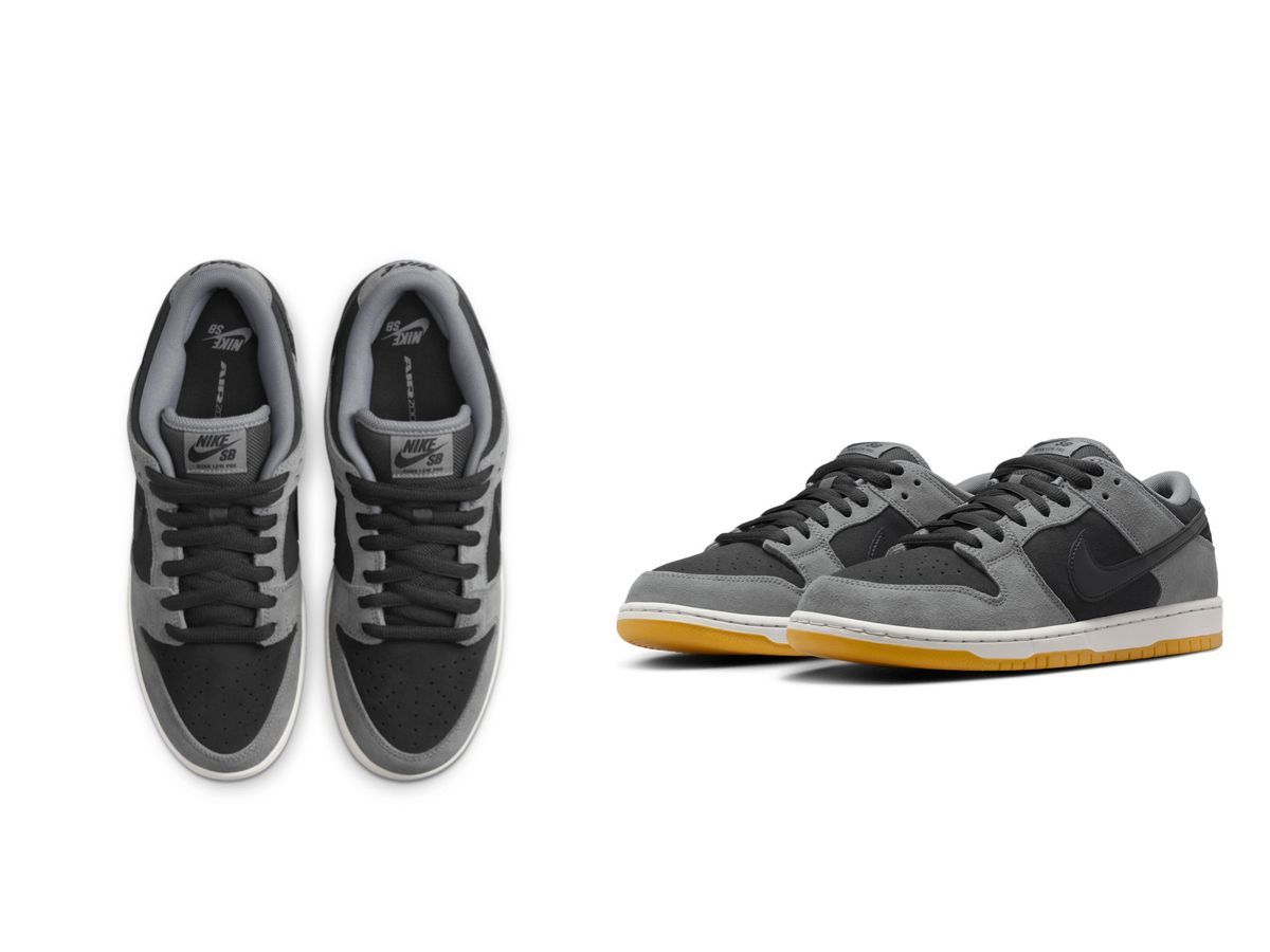 Nike SB Dunk Low Pro &quot;Black and Smoke Grey&quot; sneakers (image via Nike)