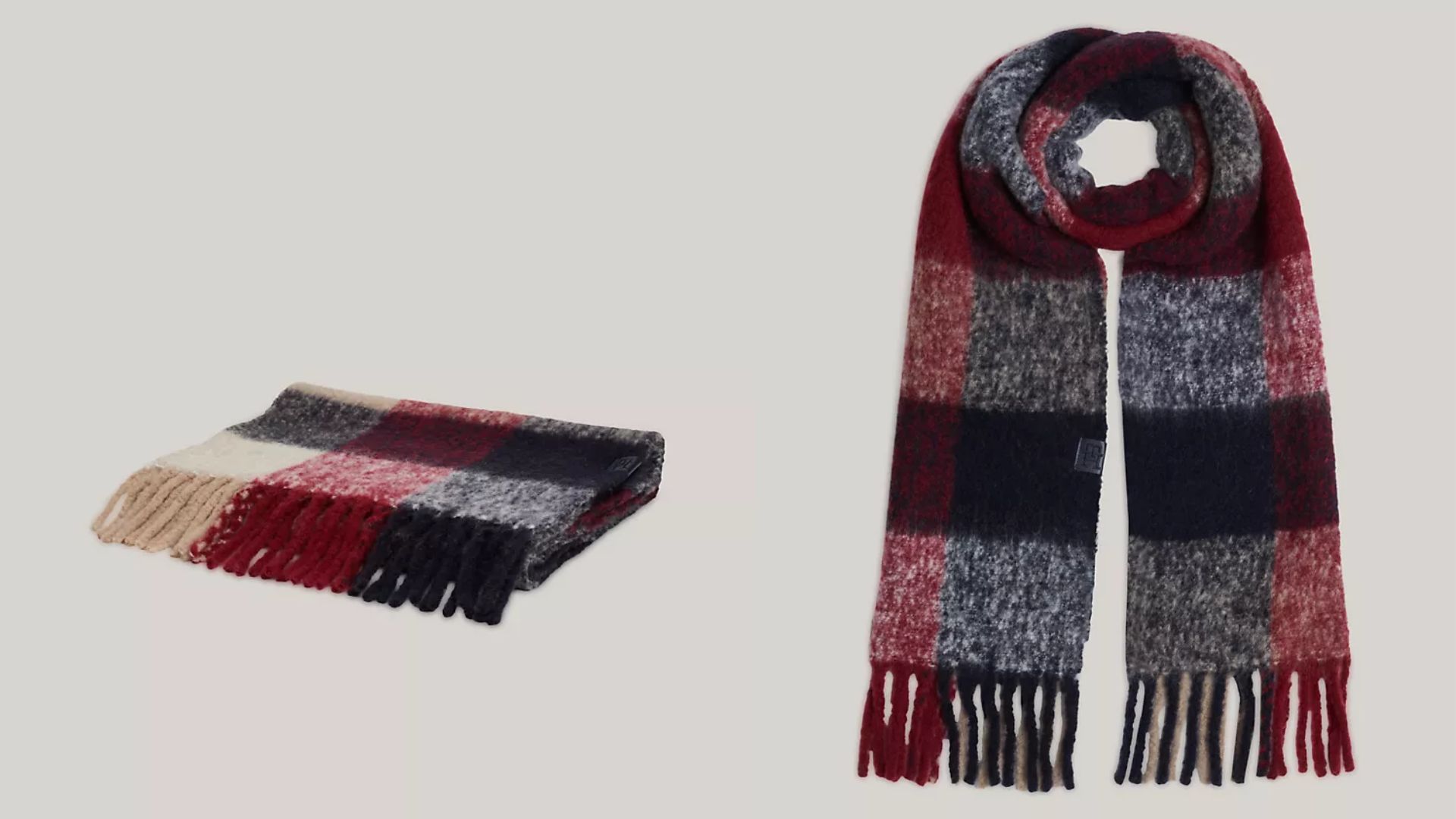 Mixed Check Fluffy Scarf (Image via Tommy Hilfiger)