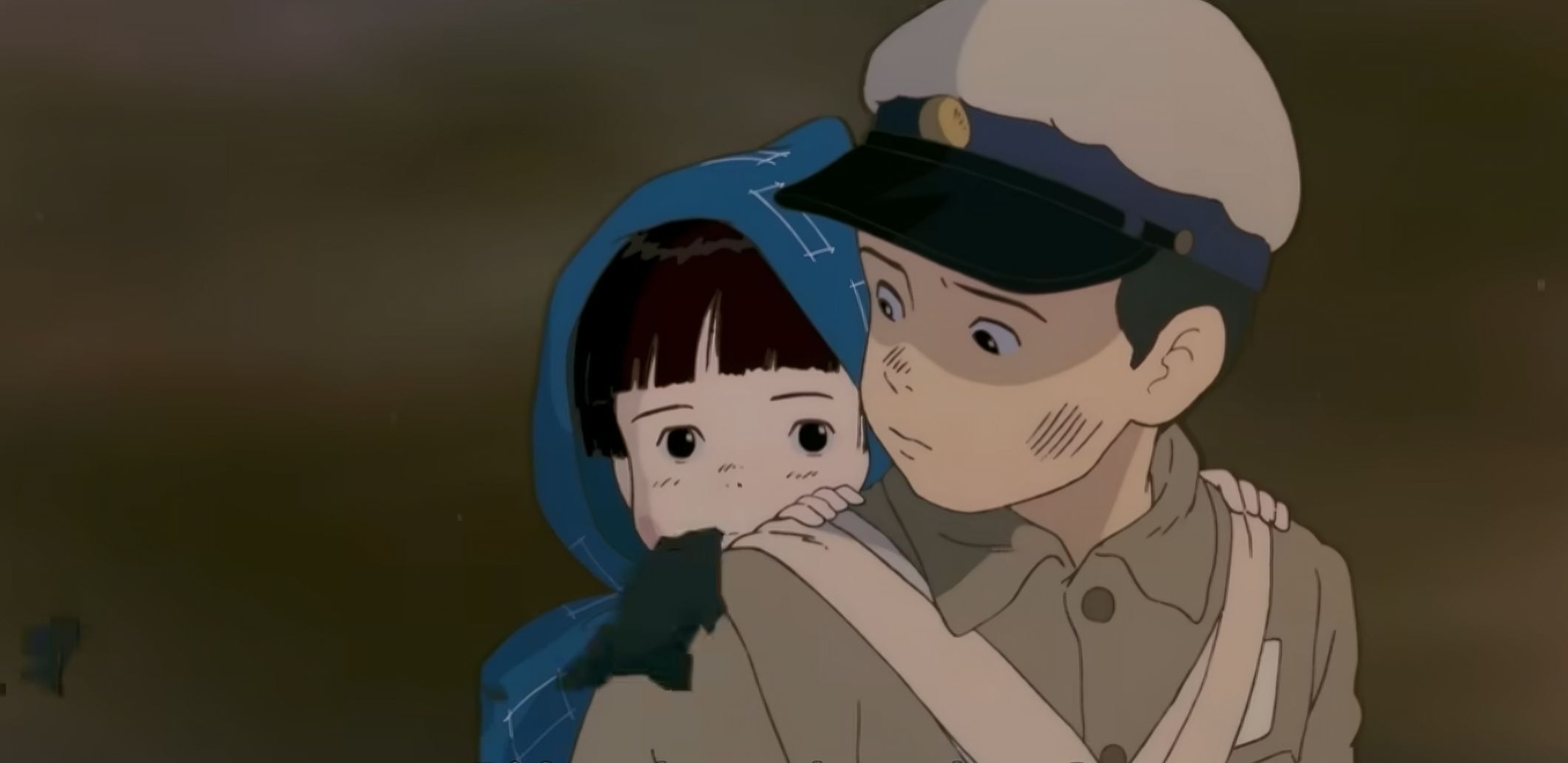 Seita protects Setsuko during the war in &quot;Grave of the Fireflies&quot; / Image Source: Netflix Anime