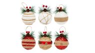 Juvale 6-Pack Rustic Christmas Tree Ornaments (Image via Walmart)