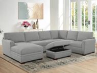 Thomasville Langdon Fabric Sectional with Chaise and Storage Ottoman, Gray