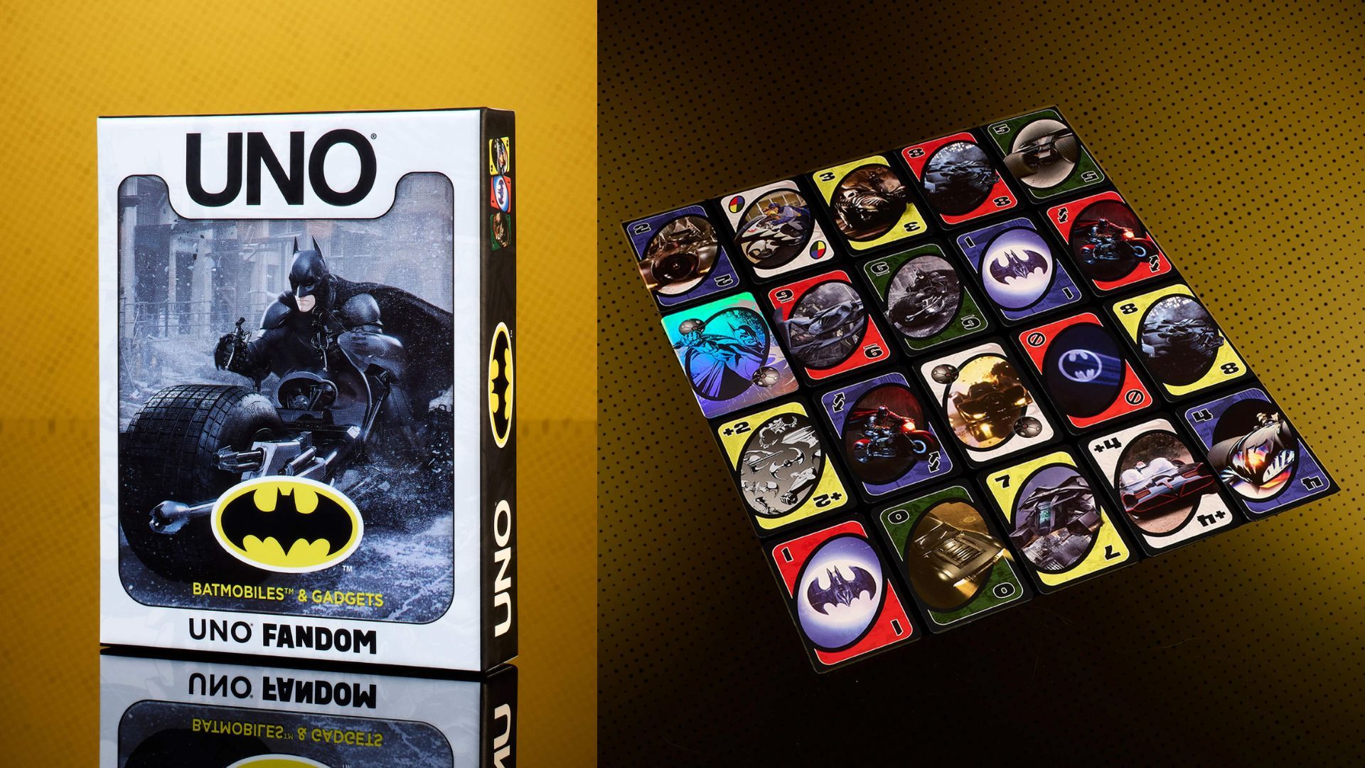 UNO Fandom Batman: Batmobiles &amp; Gadgets Deck (Image via Mattel)