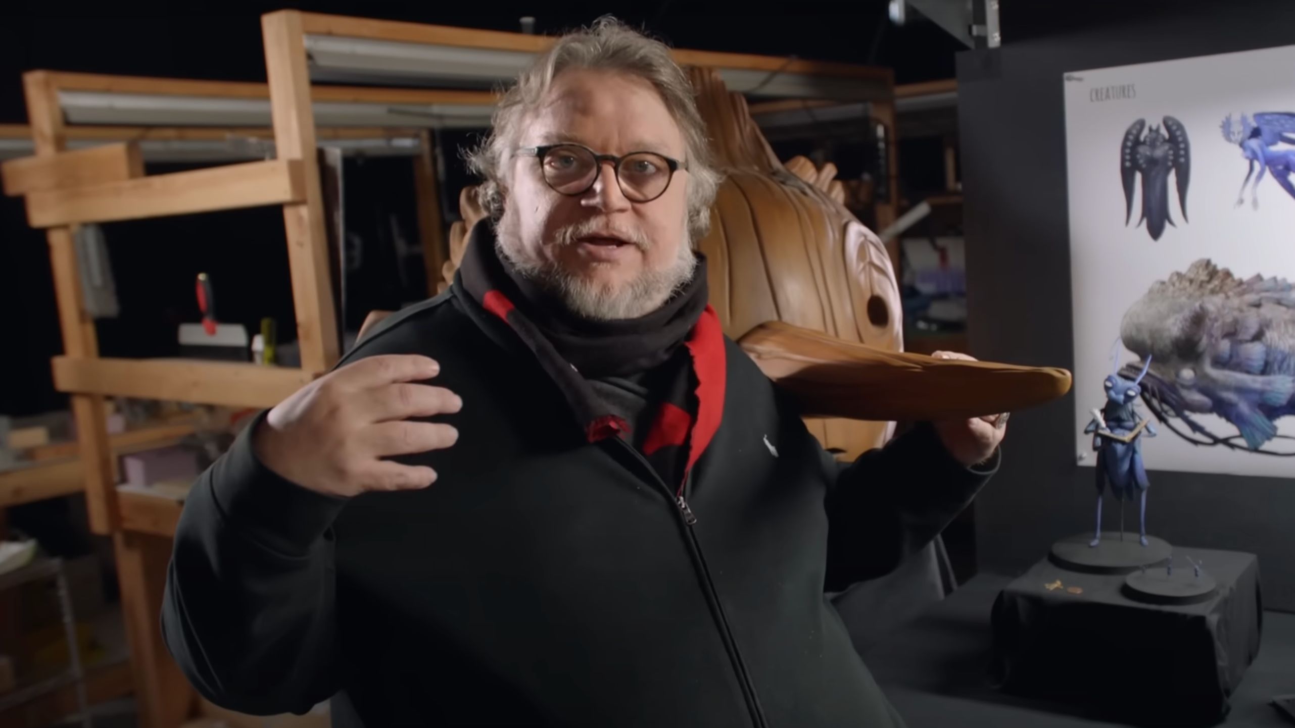 Guillermo del Toro during the Pinocchio production (Image via YouTube/@Netflix)