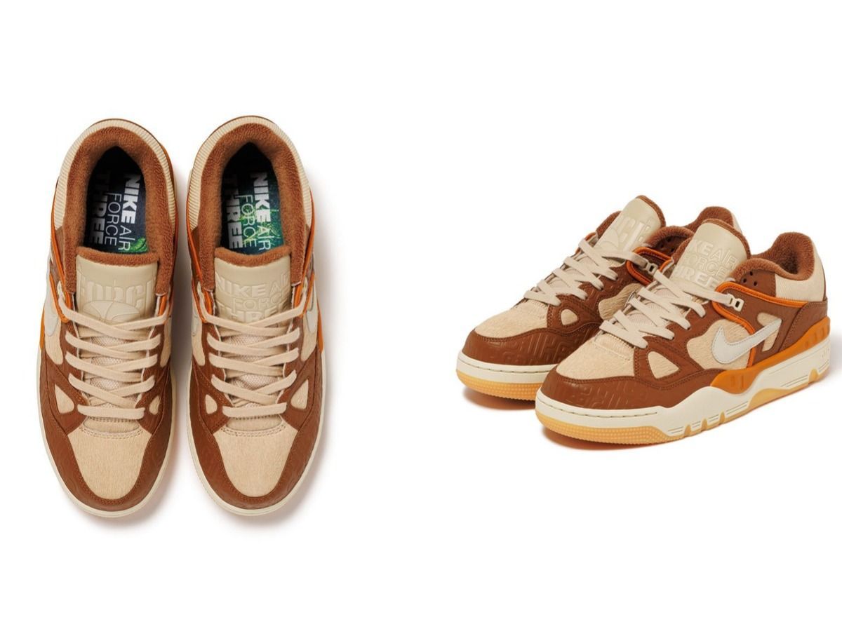 Nigo x Nike Air Force 3 &quot;Light British Tan&quot; sneakers (Image via HumanMade)