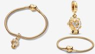 Golden Heart Snowflake Snow Globe Charm Bracelet Set (Image via Pandora)