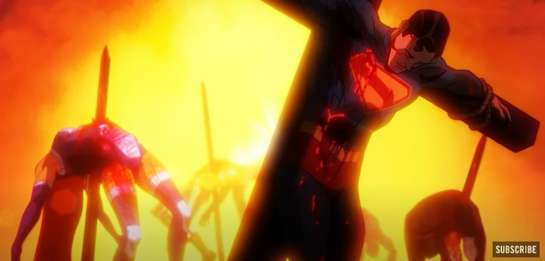 Superheroes impaled on spikes in Creature Commandos (Image Via YT/@TVPromos)