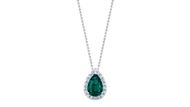 Lab-Created Emerald and Diamond 14kt White Gold Pendant (Image via Costco)
