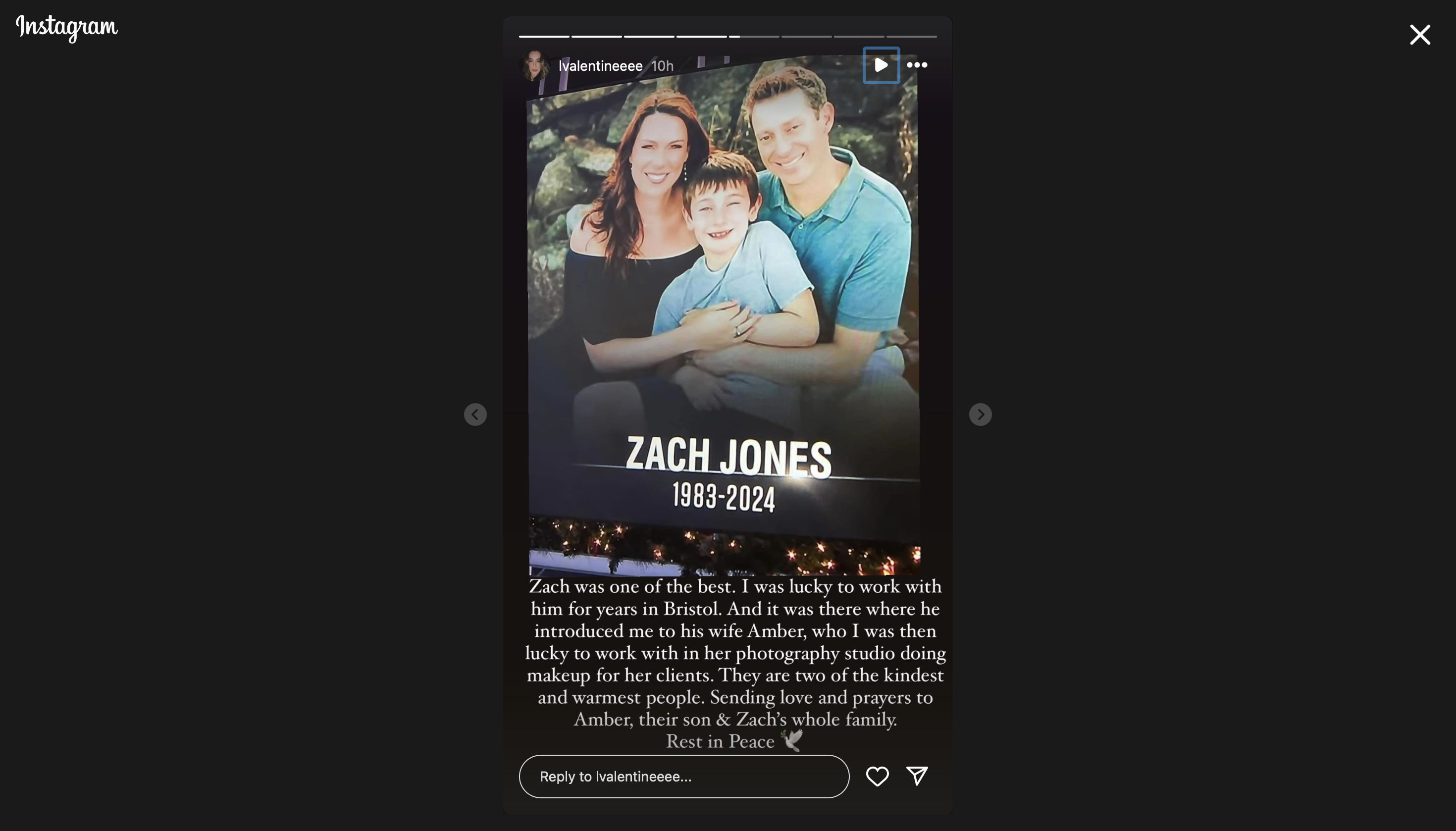 ESPN staffers pay tribute to Zach Jones&#039; demise (Image via Instagram/@lvalentineeee)