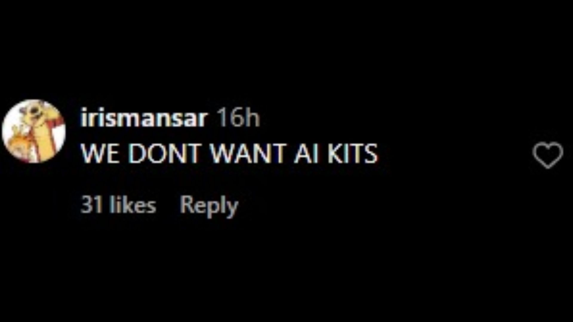 &quot;WE DONT WANT AI KITS&quot;, declared a fan. (Image via Instagram/ mancity and pumafootball)