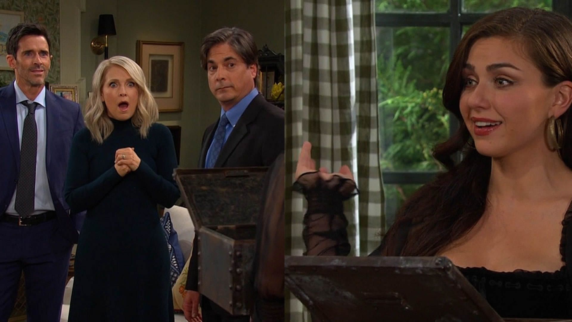 Days of Our Lives&#039; Hortons shocked as Ciara opened the Time Capsule. | Image Source: Peacock