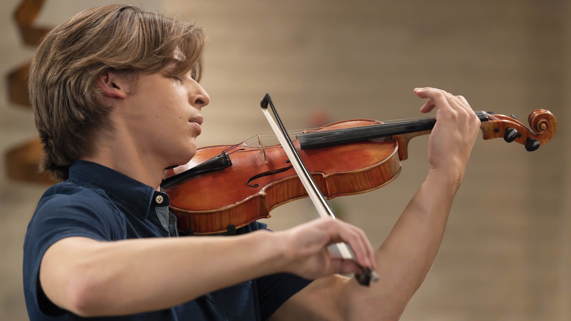 General Hospital&rsquo;s Gio playing the violin. | Image Source: ABC