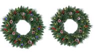 OAENAU 24” Pre-Lit Artificial Christmas Wreath (Image via Walmart)