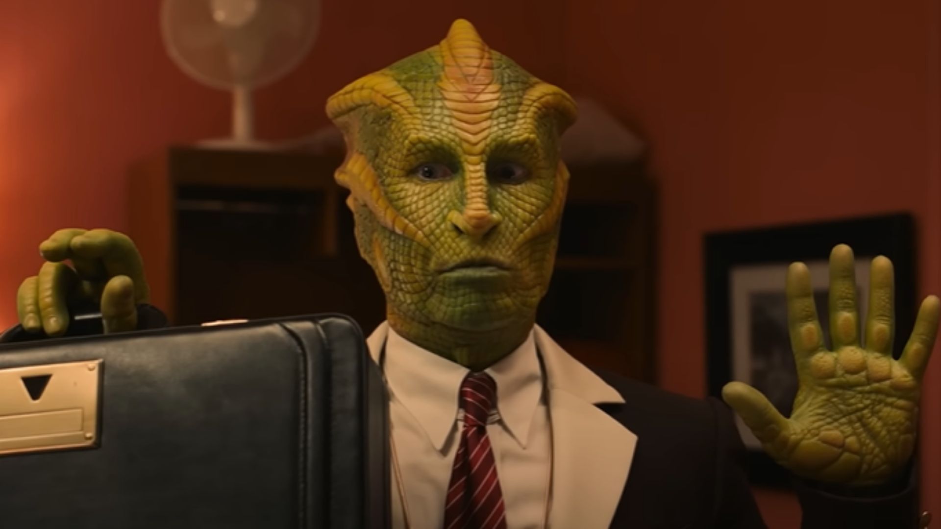 Silurian will startle Joy (Image Source: YouTube @Doctor Who)