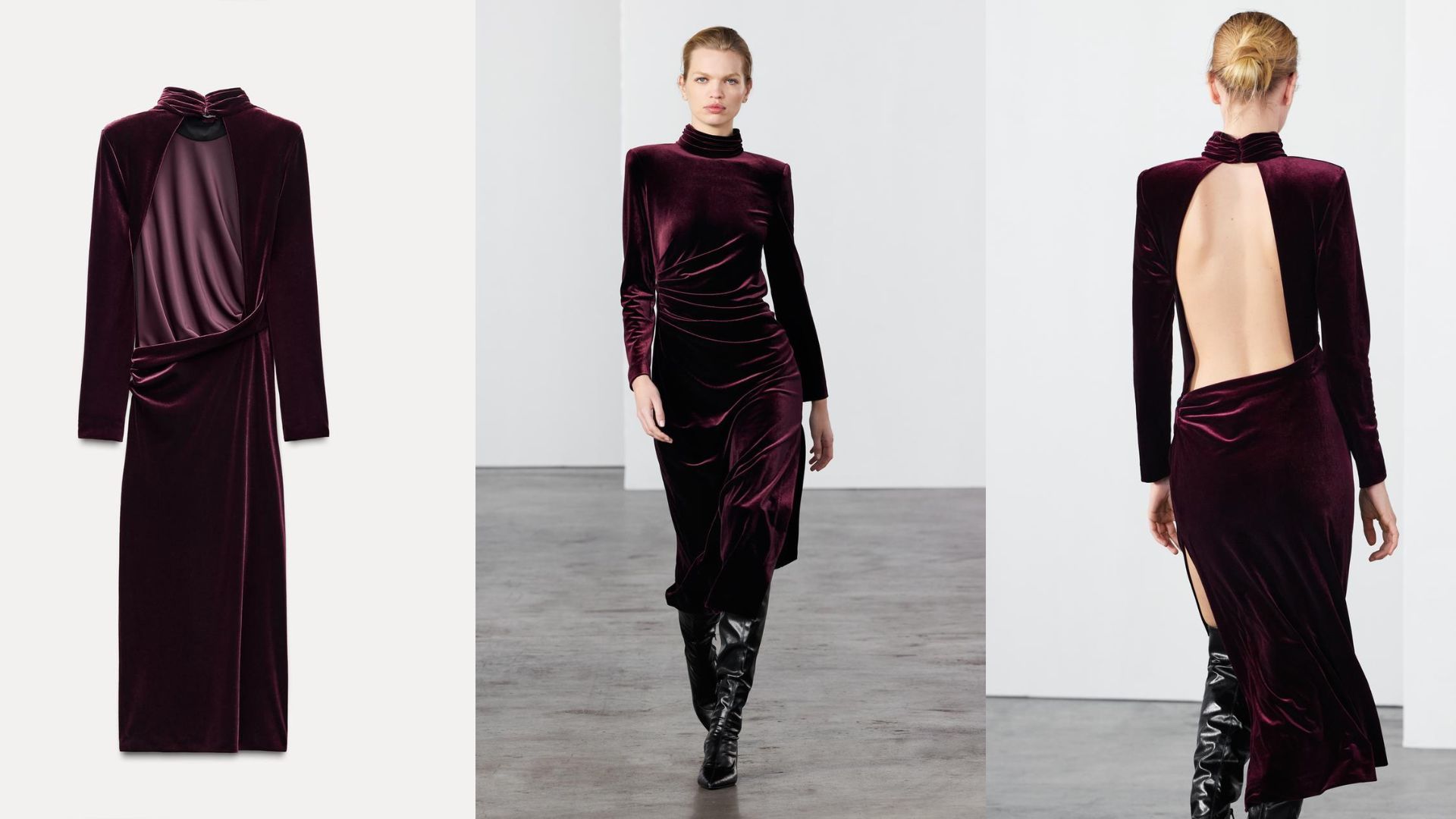 Draped Velvet Dress ZW Collection (Image via Zara)