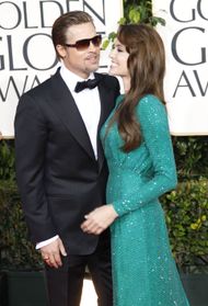 Brad Pitt and Angelina Jolie at the 68th Annual Golden Globe Awards on Sunday, January 16, 2011 at - Source: Getty