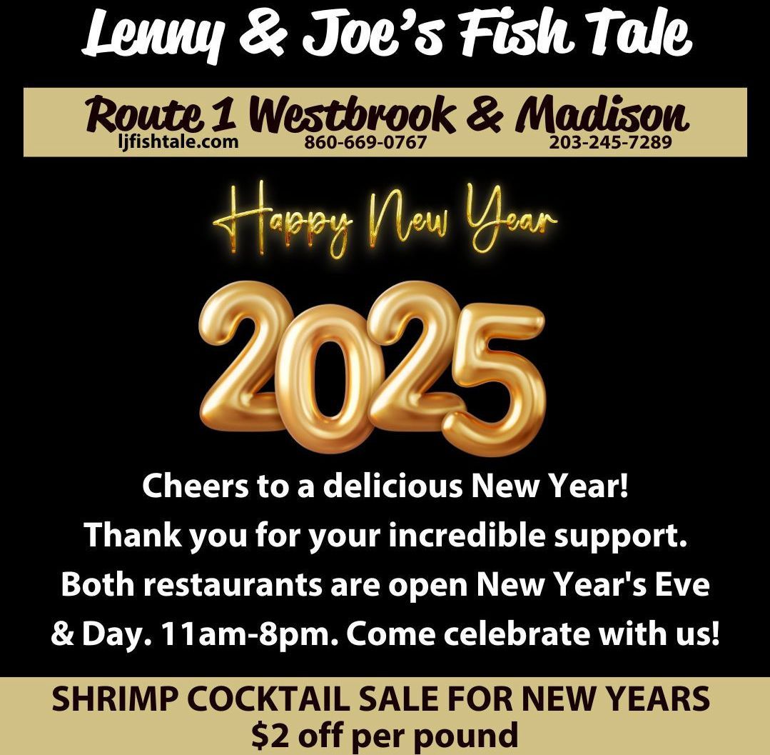 A poster from LJ Fish Tales reminding customers that they are open on New Year&#039;s. (Image via Instagram/@ljfishtale)