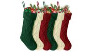 18" Cable Knitted Stocking Decorations Xmas Rustic Farmhouse Stocking (Image via Walmart)