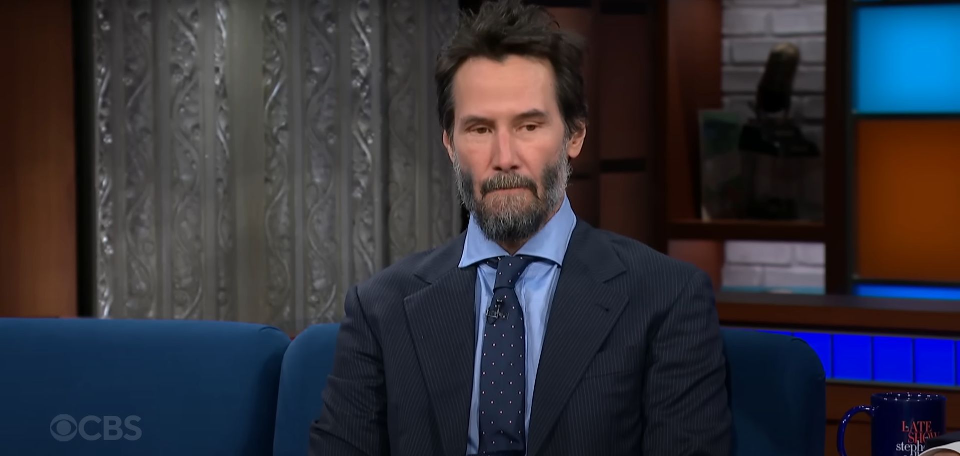 Keanu Reeves did a voice cameo in Severance Season 2 (Image via The Late show with Stephen Colbert)