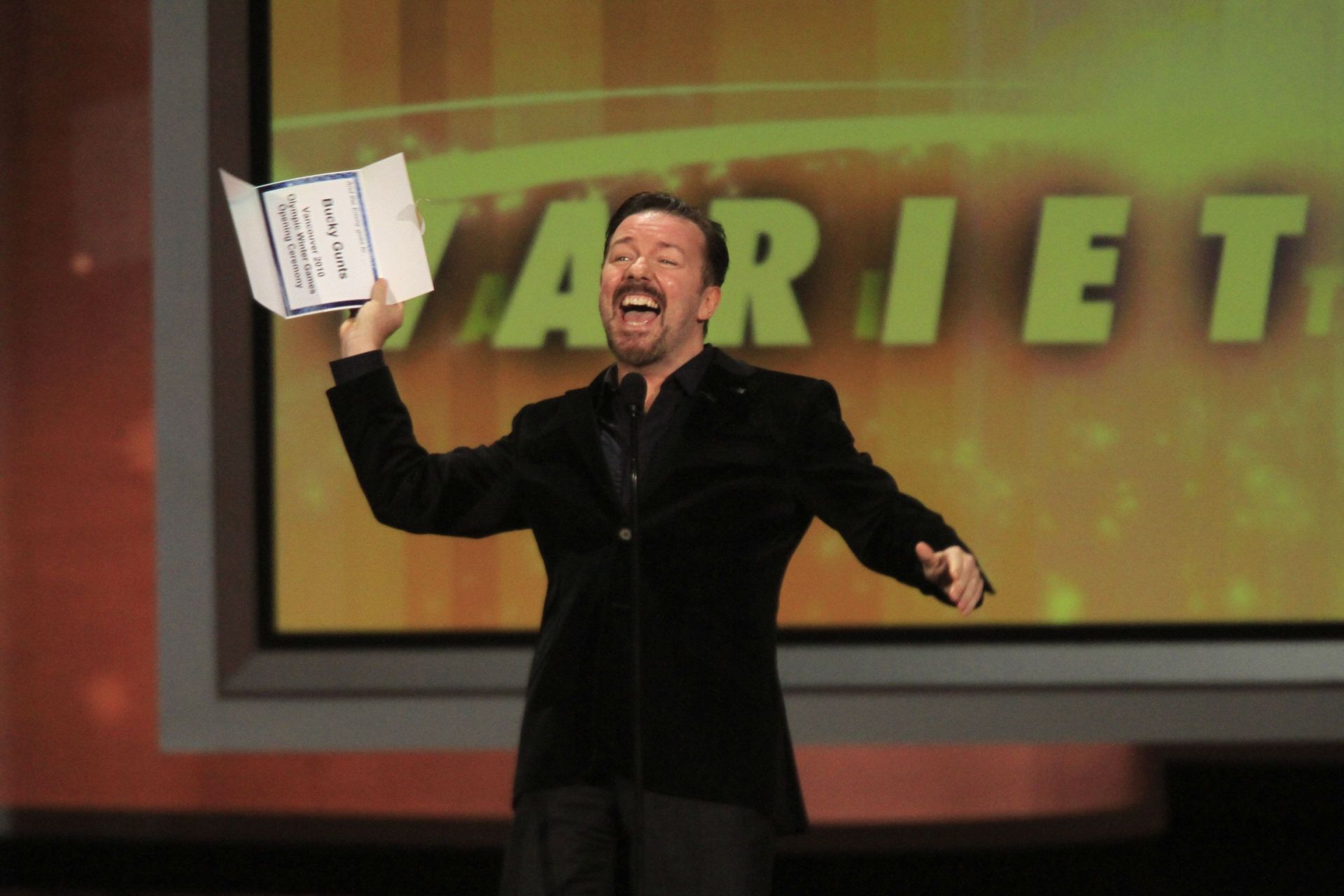 Ricky Gervais is a presenter at The 62nd Annual Primetime Emmy Awards Show on August 29, 2010 at No - Source: Getty