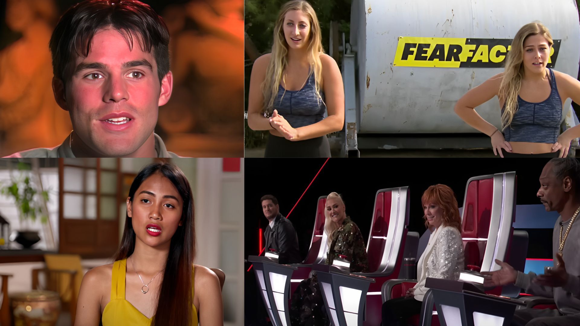 The Real World | Image Via: Bunim/Murray Productions, The Voice | Image Via: ITV America, 90 Day Fianc&eacute; | Image Via: Sharp Entertainment, Fear Factor | Image Via: Pulse Creative 