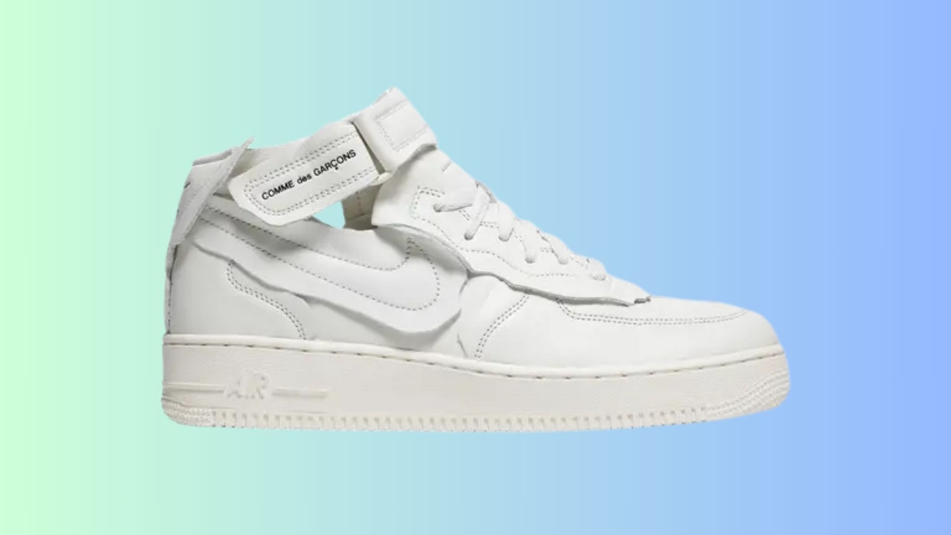 Comme des Garcons x Nike Air Force 1 Mid White (Image via Editorialist)